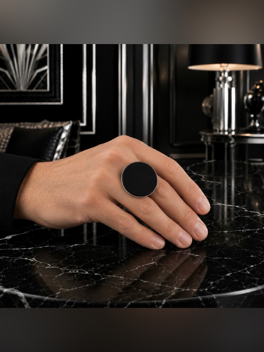 8 8.5 9 9.5 Handmade Ring Black Onyx Solid 925 Sterling Silver Gemstone Fine Art